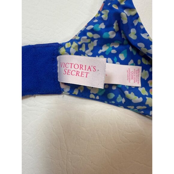 Victoria's Secret 36DD Blue Floral Push-Up Bra Nylon Blend (bin LL146) - Picture 4 of 8